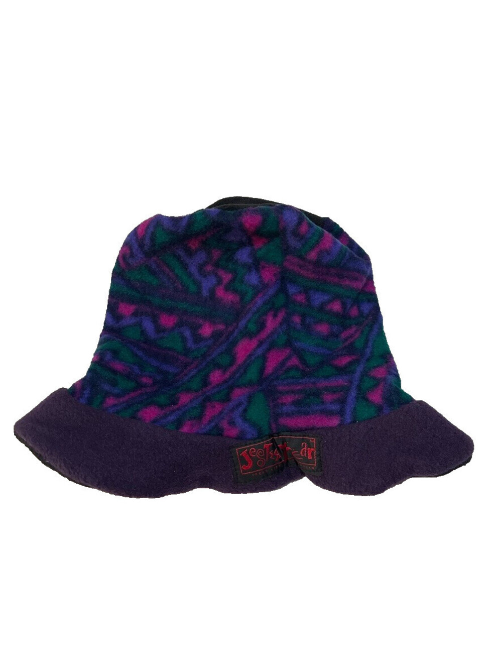 Vintage 90s Jester Wear Beanie Hat Fleeced Pattern ski Snowboard Skate Punk Hat